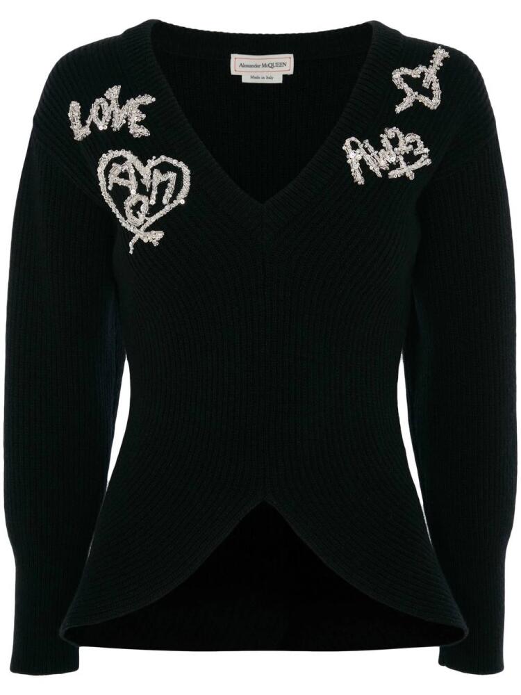 Alexander McQueen belted long-sleeve knit top - Black Cover