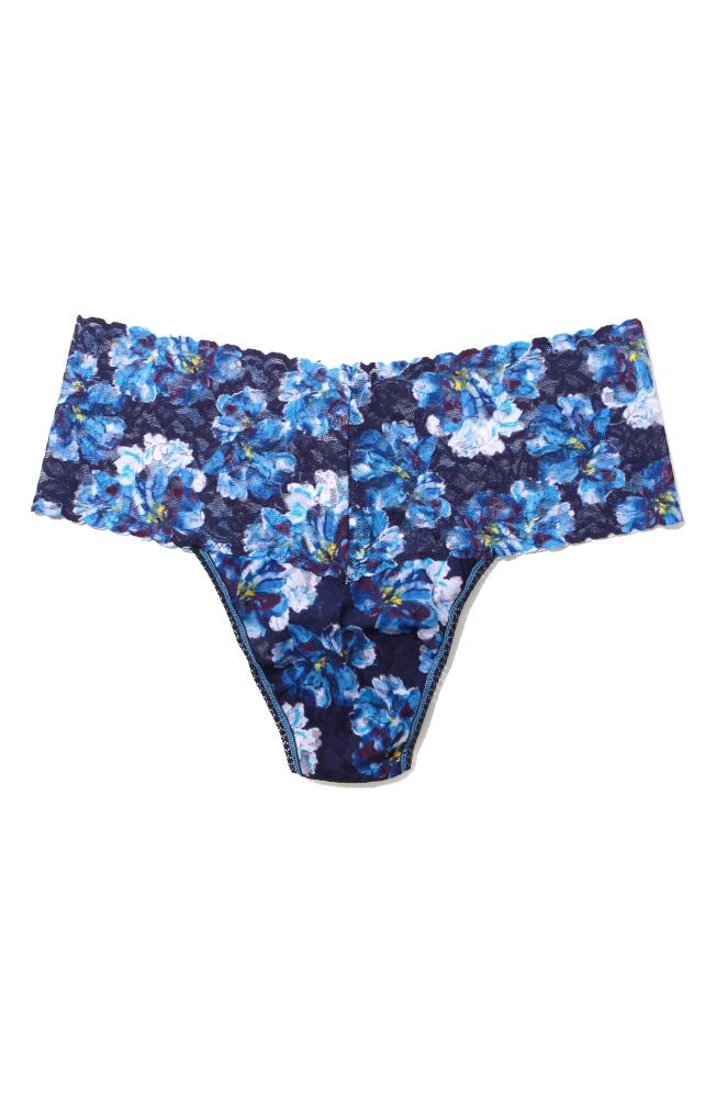 Hanky Panky Floral Print Retro Lace Thong in Nightfall Purple Cover