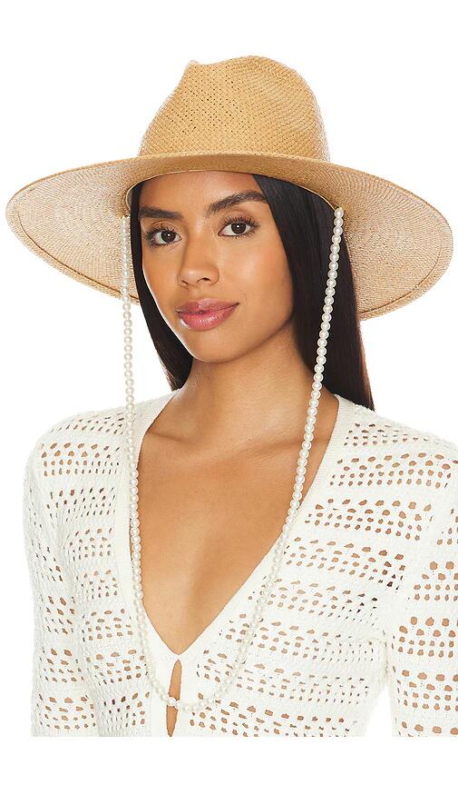 Lele Sadoughi Pearl Strand Straw Hat in Tan Cover