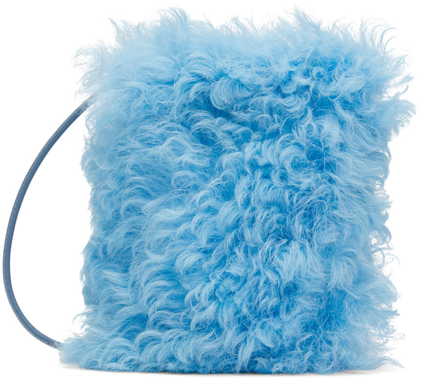 Dries Van Noten Blue Shearling Small Shoulder Bag Cover