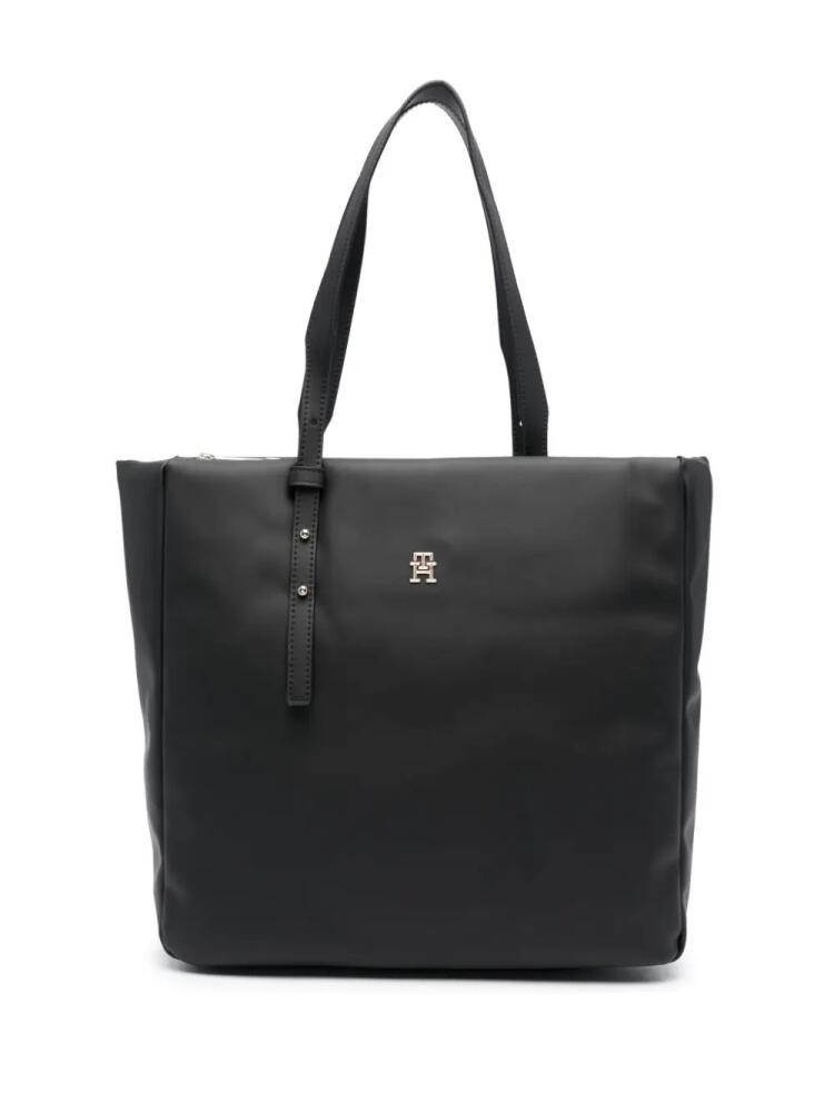 Tommy Hilfiger logo-plaque faux-leather tote bag - Black Cover