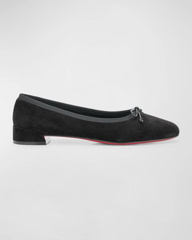 Christian Louboutin Sweetie Suede Bow Red Sole Ballerina Flats Cover