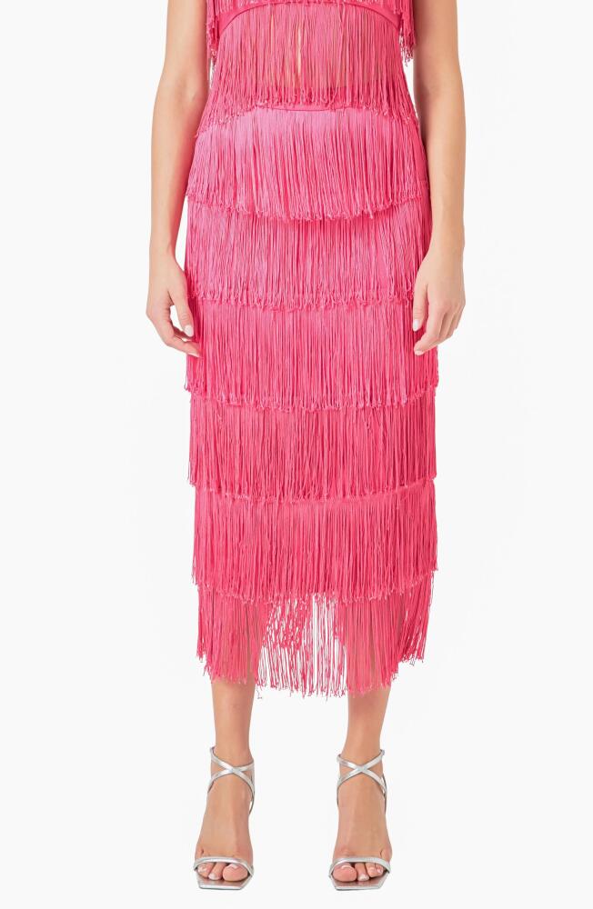 Endless Rose Fringe Tiered Maxi Skirt in Fuchsia Cover