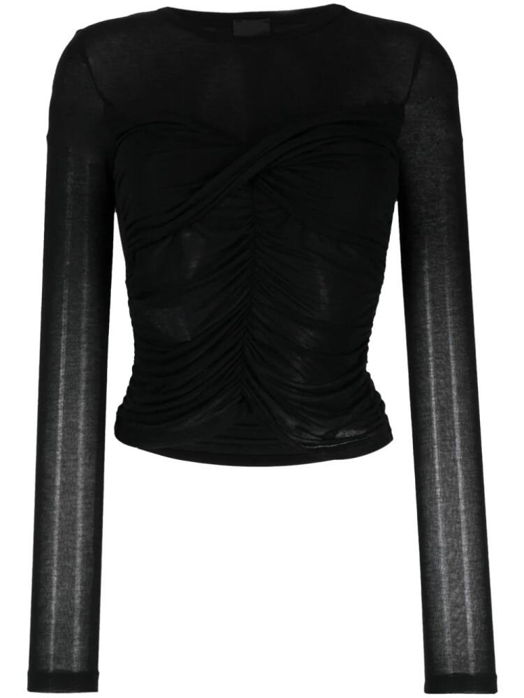 PINKO semi-sheer ruched sweatshirt - Black Cover