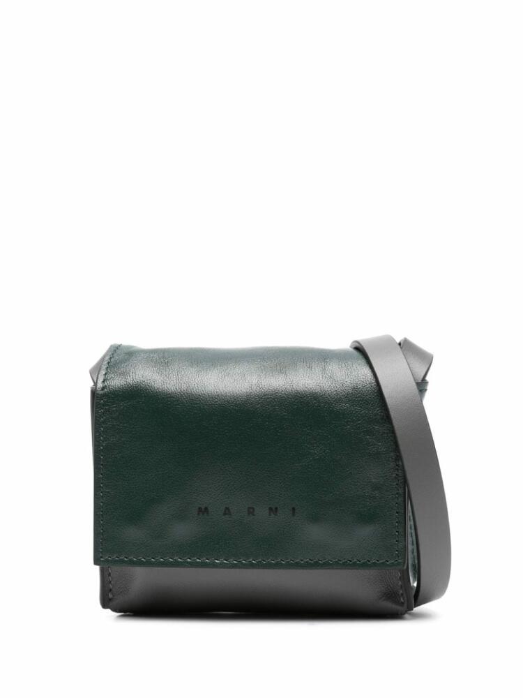 Marni logo-print leather crossbody bag - Grey Cover