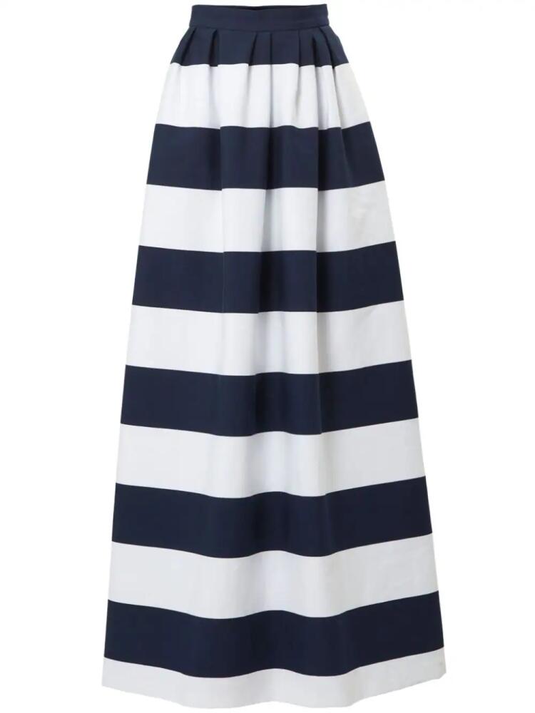 Carolina Herrera pleat-detail striped maxi skirt - Blue Cover