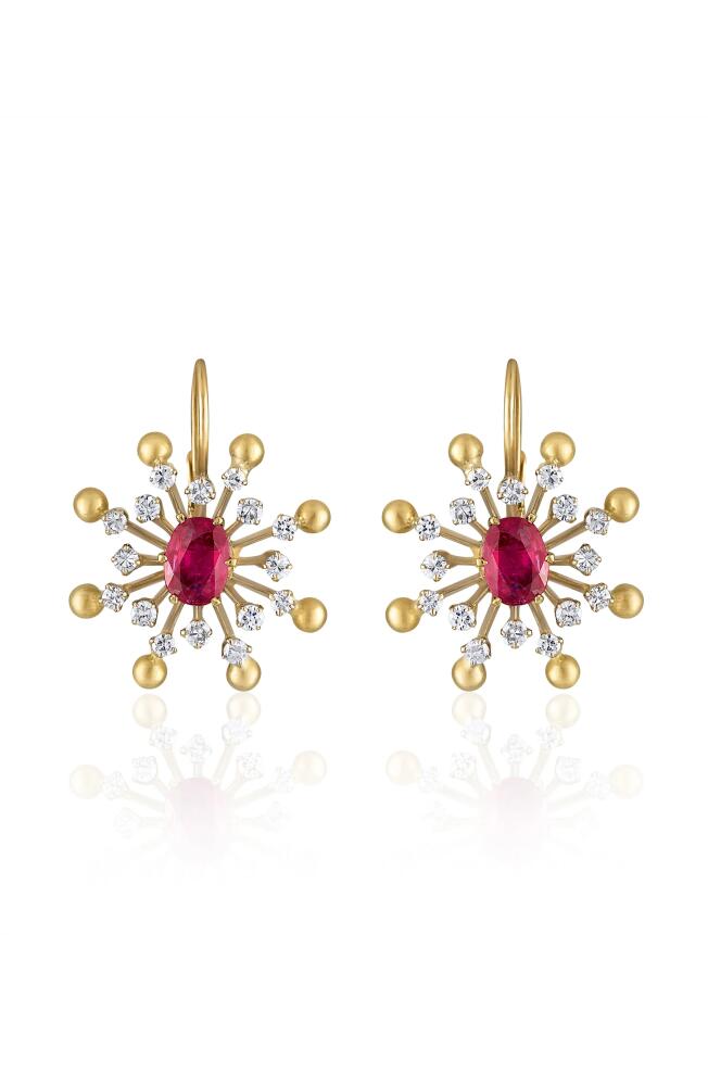 Mindi Mond Diamond & Ruby Spike Drop Earrings in 18Kyg Cover