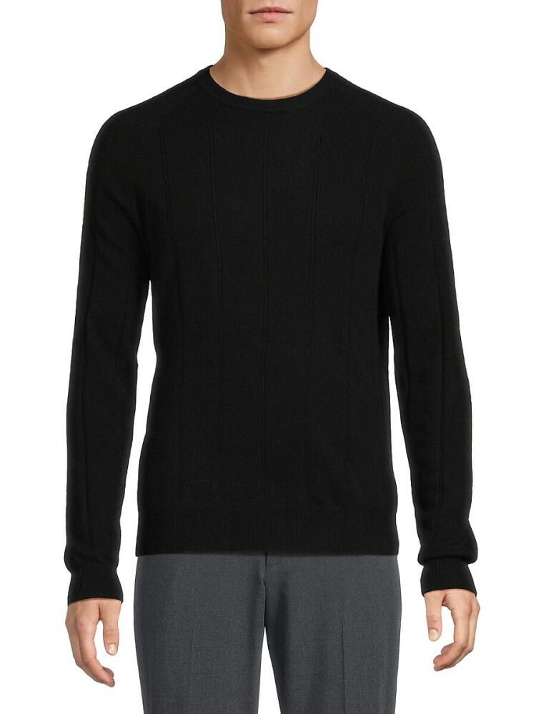 Amicale Men's Textured Striped Cashmere Sweater - Black Cover