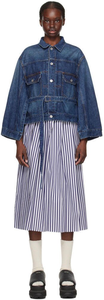 sacai Blue Belted Denim Jacket Cover