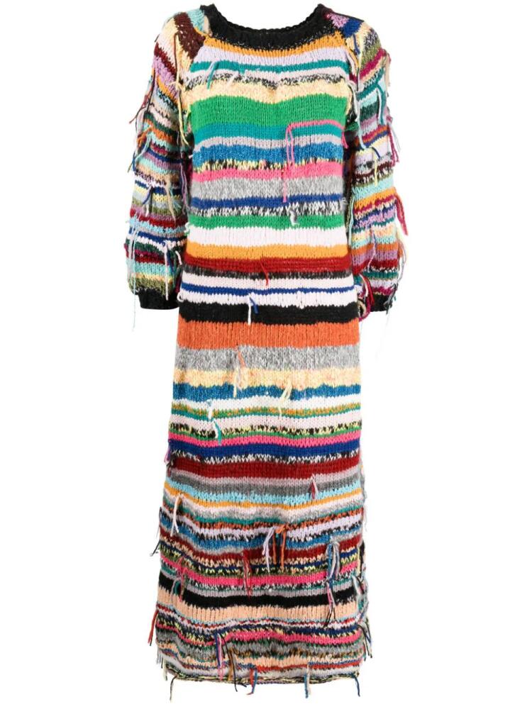 CAVIA distressed-effect chunky-knit dress - Multicolour Cover