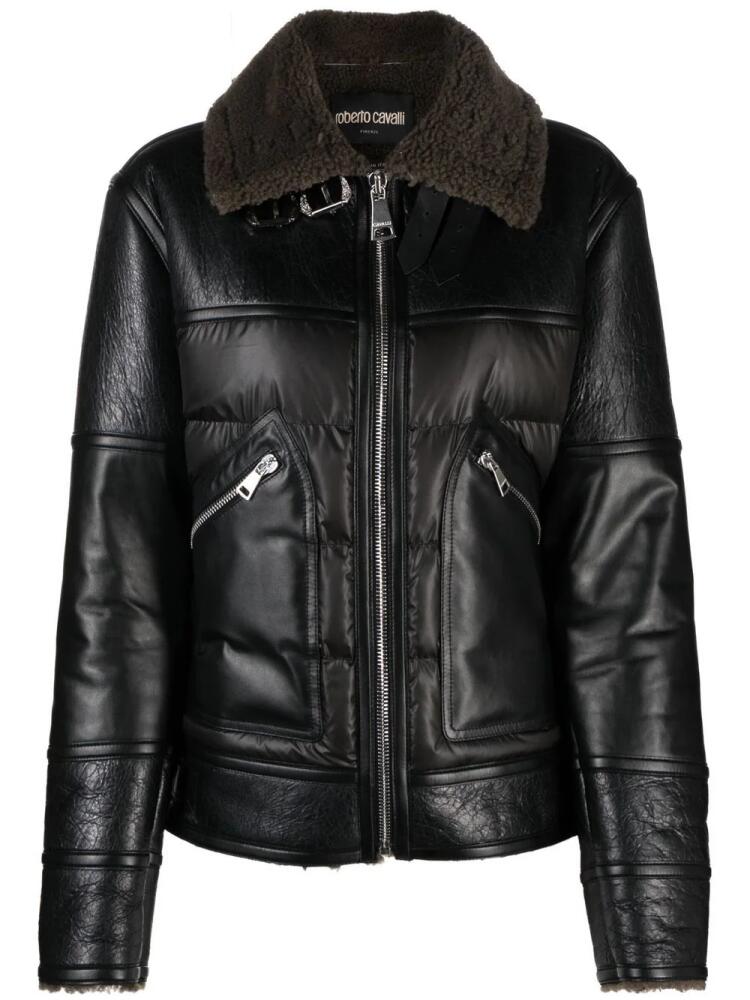 Roberto Cavalli zip-fastening leather jacket - Black Cover