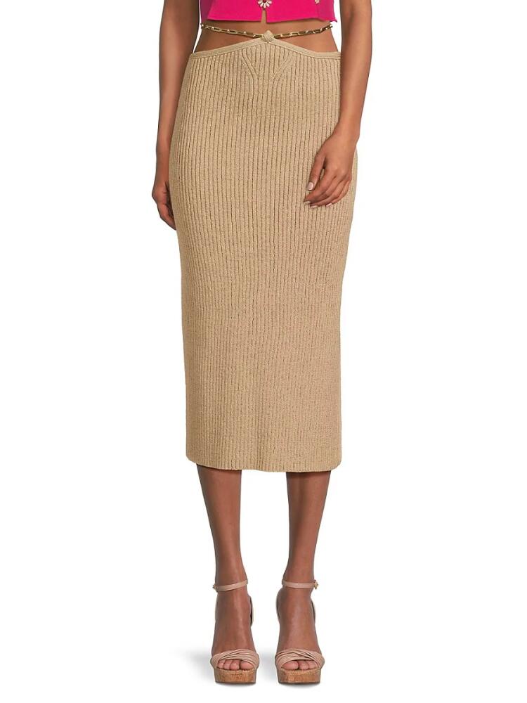 Cult Gaia Women's Zariana Ribbed Midi Skirt - Ecru Cover