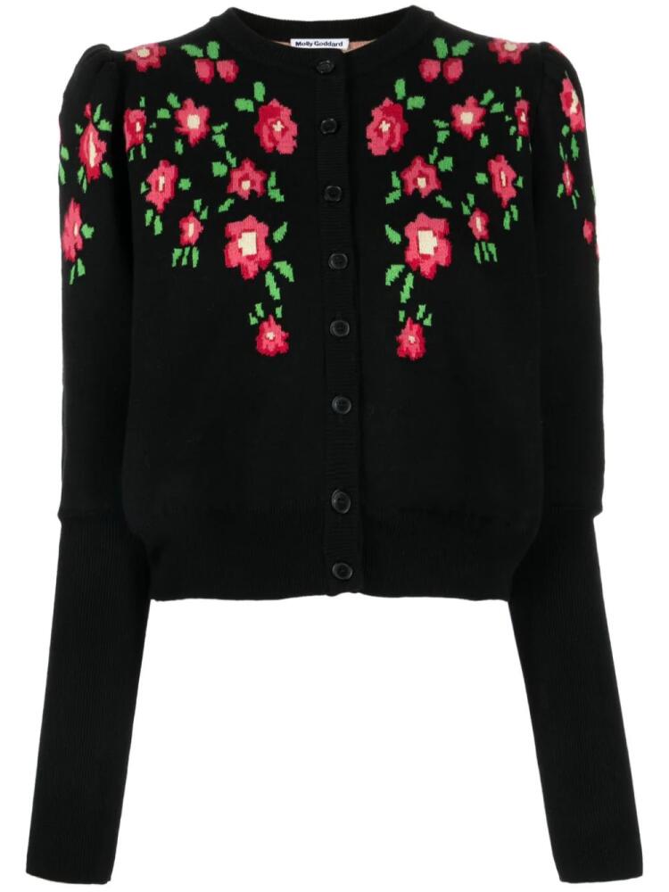 Molly Goddard floral-intarsia cotton cardigan - Black Cover