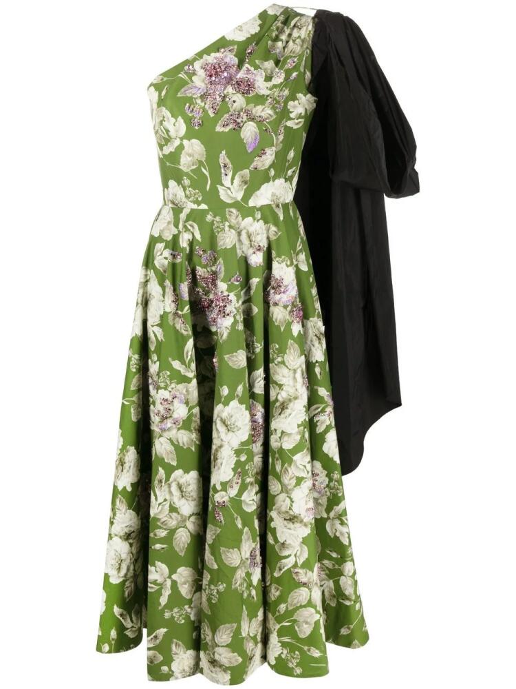 ERDEM asymmetric floral-print midi dress - Green Cover