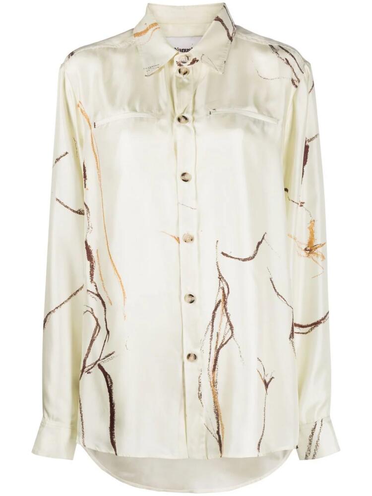 Nanushka oversize printed silk shirt - Neutrals Cover