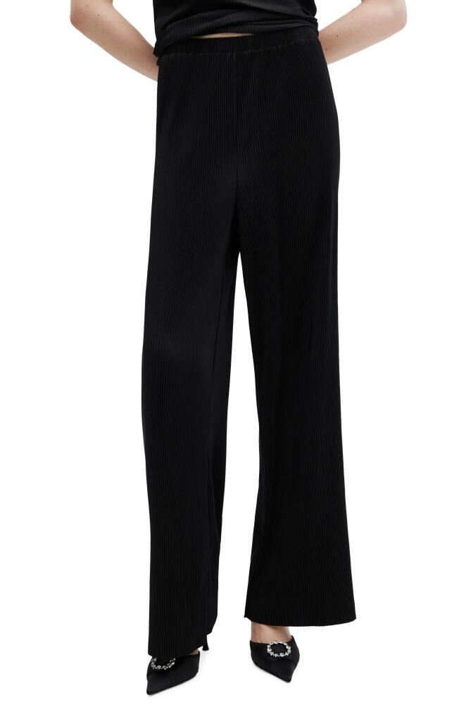 MANGO Pleated Wide Leg Pants in Black Cover