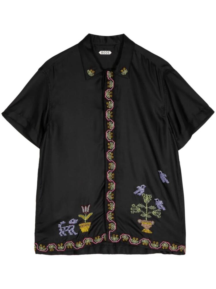 BODE embroidered-motif silk shirt - Black Cover