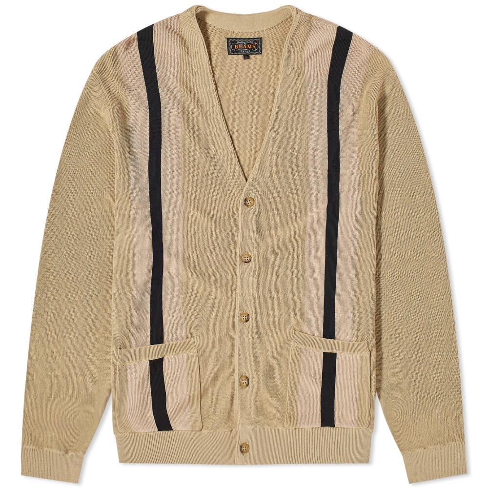 Beams Plus Men's Stripe Cardigan in Beige Cover