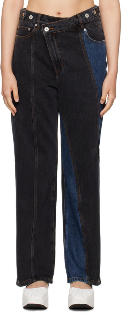 Feng Chen Wang Black & Blue Paneled Jeans Cover