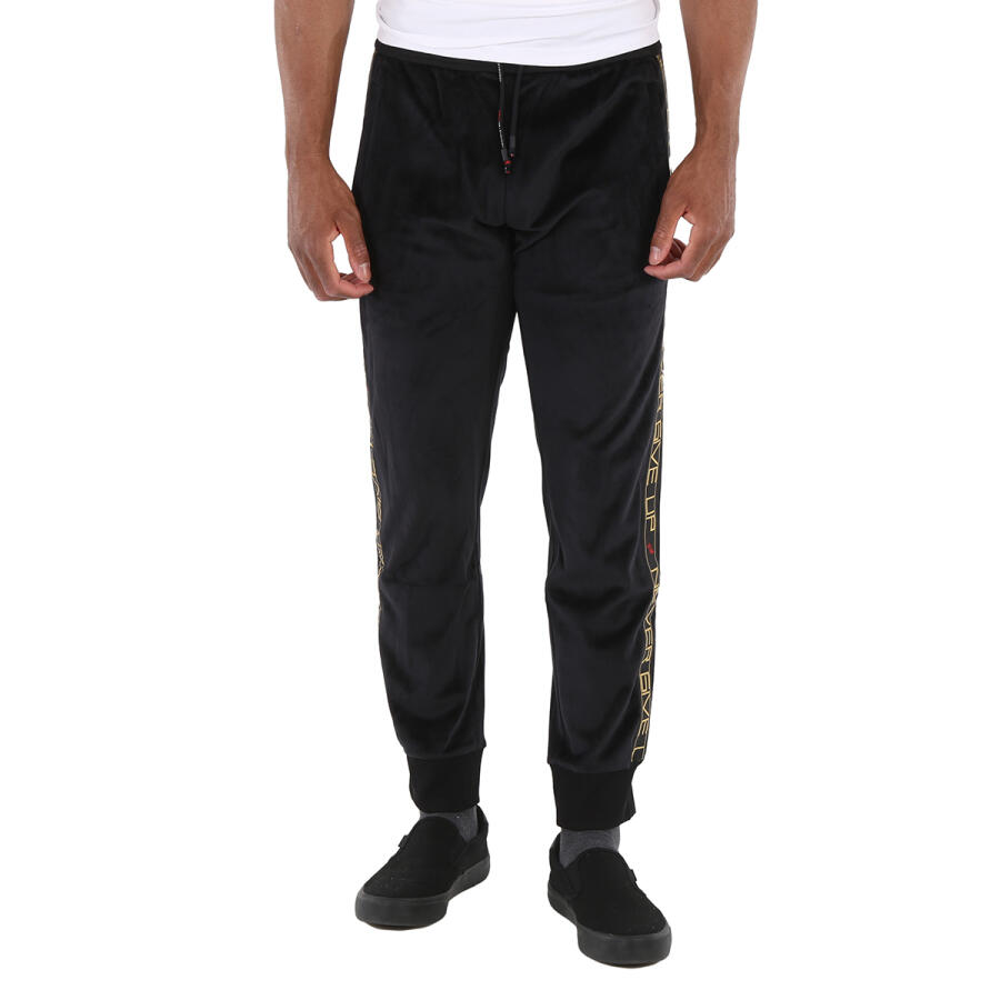 Roberto Cavalli Black Never Give Up Stripe Velour Trackpants Cover