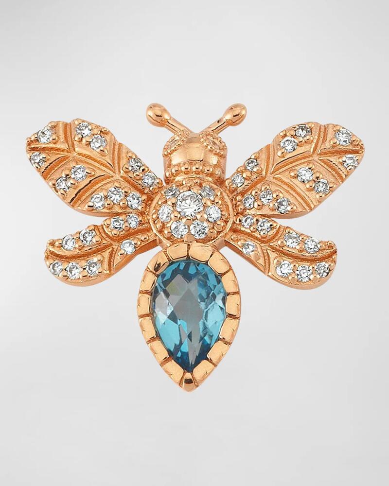 BeeGoddess Diamond and Blue Topaz Bee Earring, Single Cover