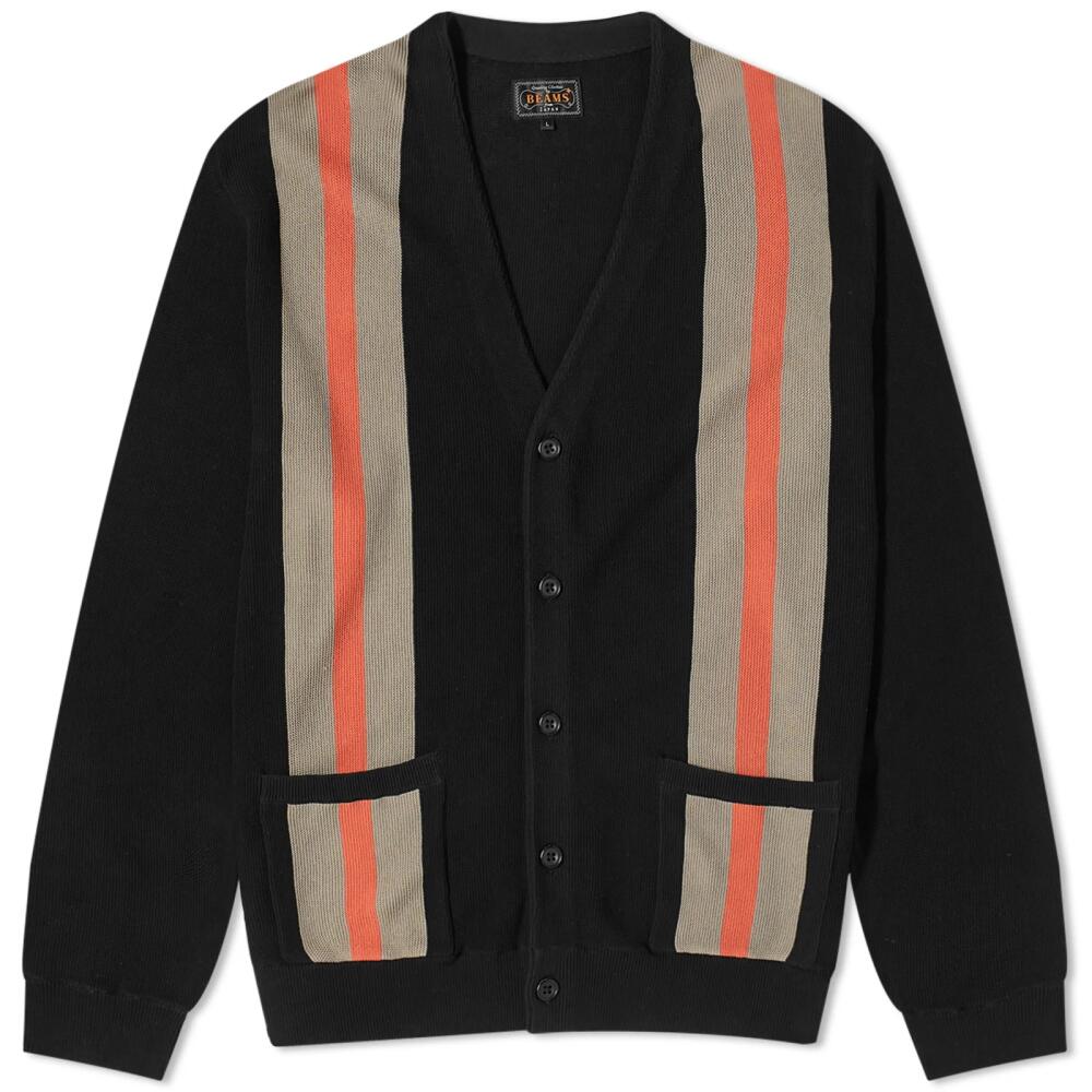 Beams Plus Men's Stripe Cardigan in Black Cover