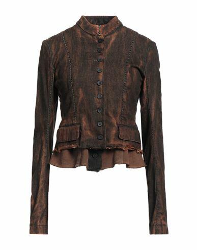 Masnada Woman Denim outerwear Brown Cotton Cover