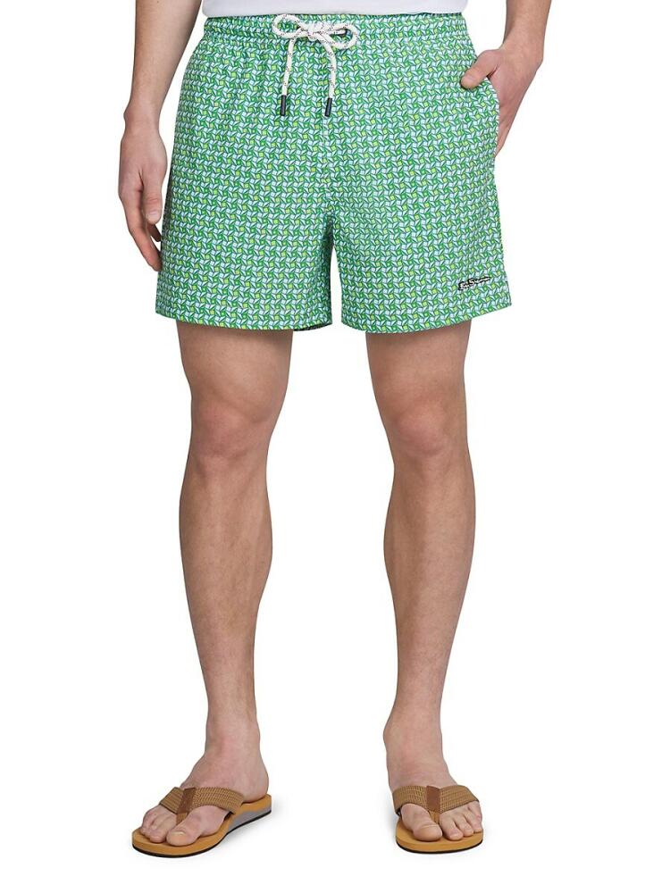 Ben Sherman Men's Long Beach Print Swim Trunks - Lime Cover