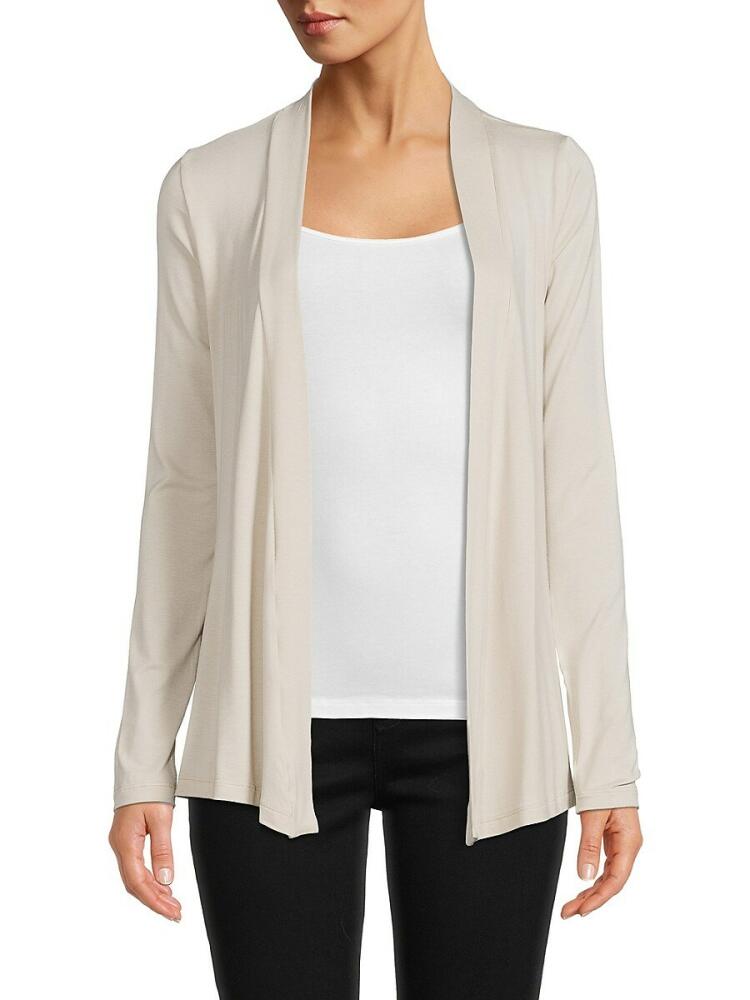 Renee C. Women's Solid Open Front Cardigan - Oyster Cover