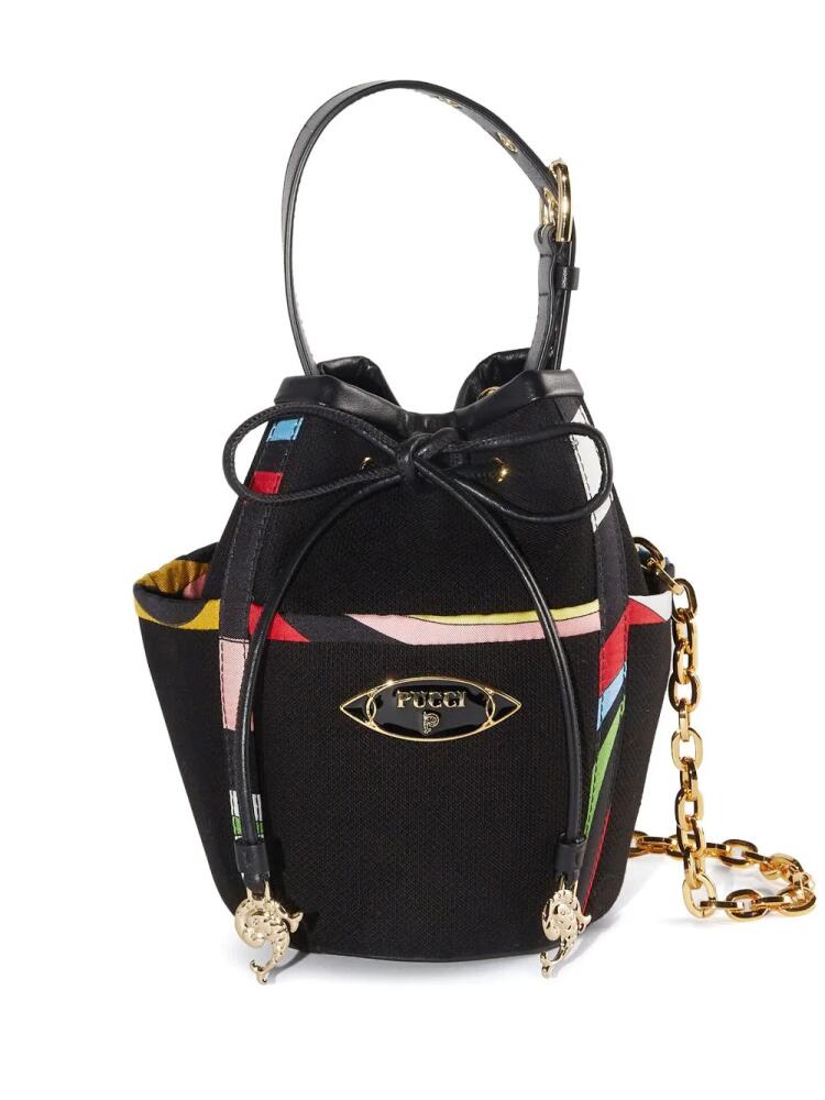 PUCCI logo-plaque bucket bag - Black Cover