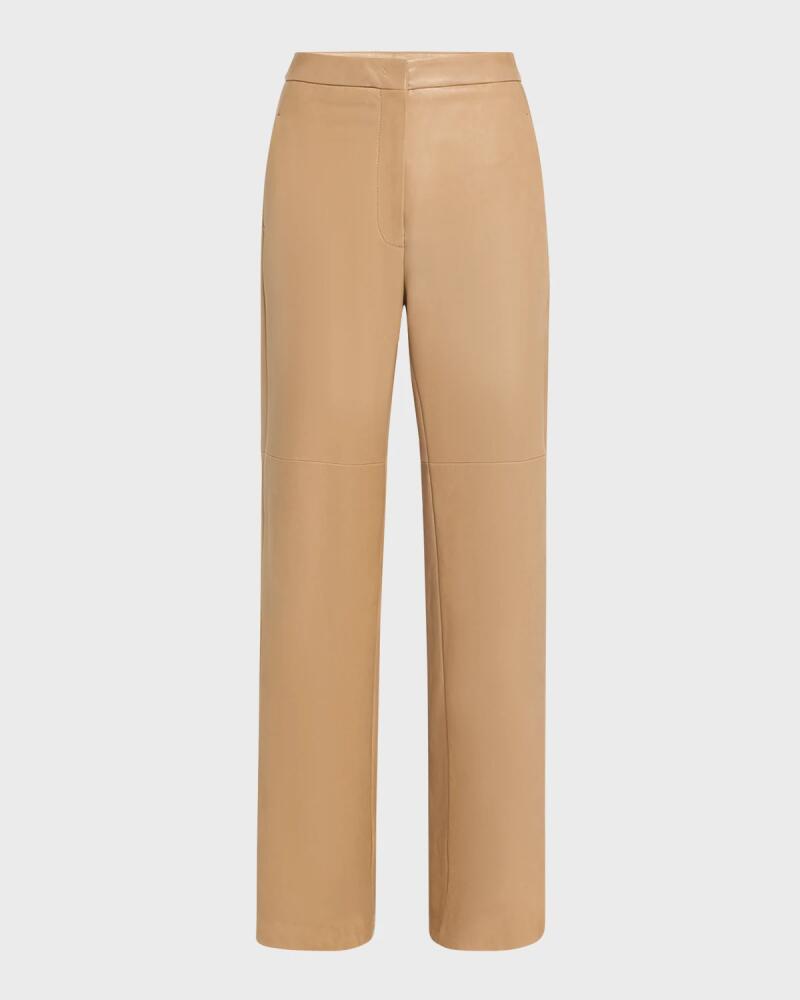 Max Mara Getti Wide-Leg Leather Trousers Cover