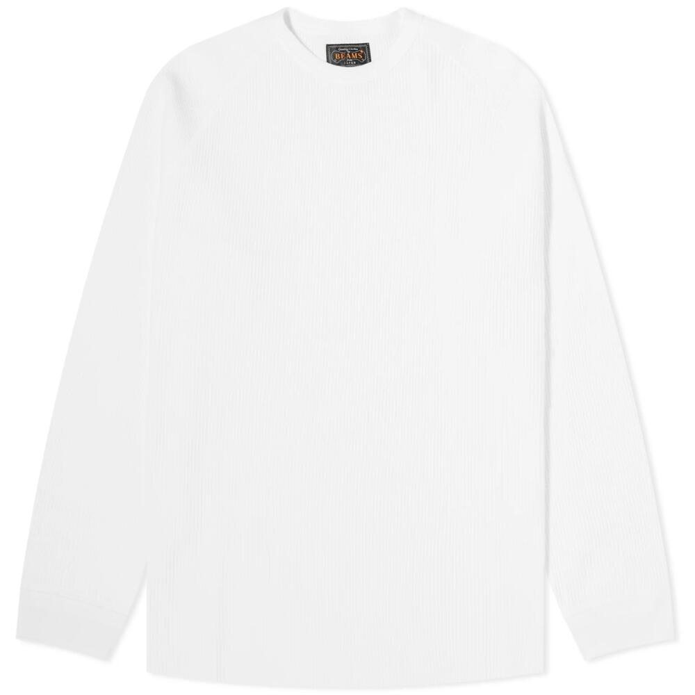 Beams Plus Men's Long Sleeve Thermal T-Shirt in White Cover