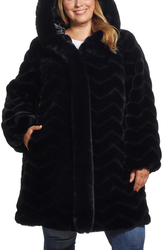 Gallery Hooded Faux Fur Jacket in Black Cover