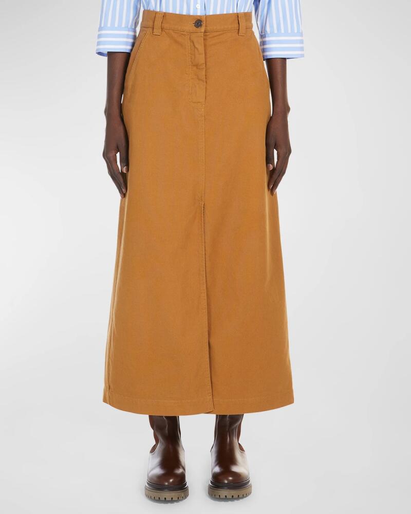 Weekend Max Mara Quincy Front-Slit Cotton Midi Skirt Cover