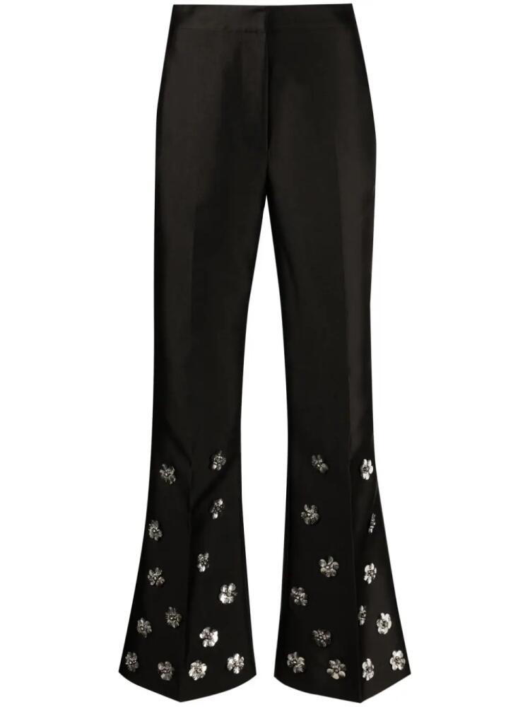 SANDRO flower-embellished flared trousers - Black Cover