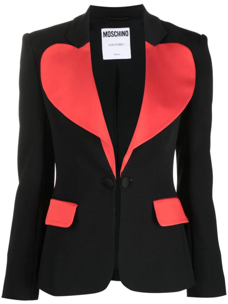 Moschino Heart silk-trim blazer - Black Cover