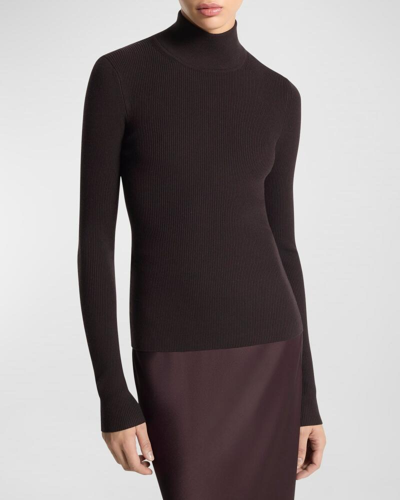 Michael Kors Collection Long-Sleeve Ribbed Turtleneck Sweater Cover