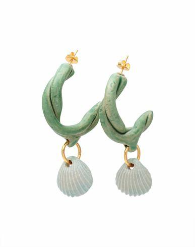 Levens Jewels Petxina Hoops Green Woman Earrings Sage green Clay, Brass, Enamel Cover