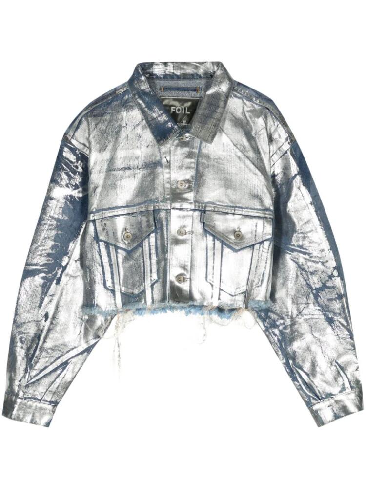 Doublet foiled cropped denim jacket - Silver Cover