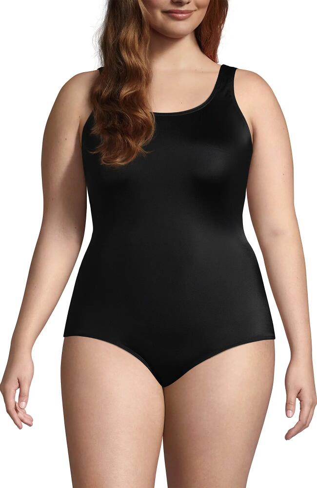 Lands' End Plus Size Mastectomy Chlorine Resistant Tugless One Piece Swimsuit Soft Cup in Black Cover