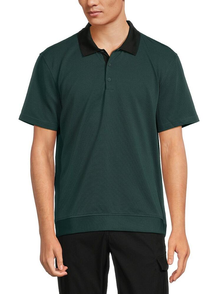 Kenneth Cole Men's Short Sleeve Contrast Polo - Dark Green Cover