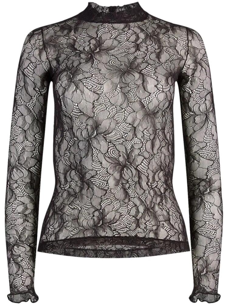 Nina Ricci floral-lace mock-neck blouse - Black Cover