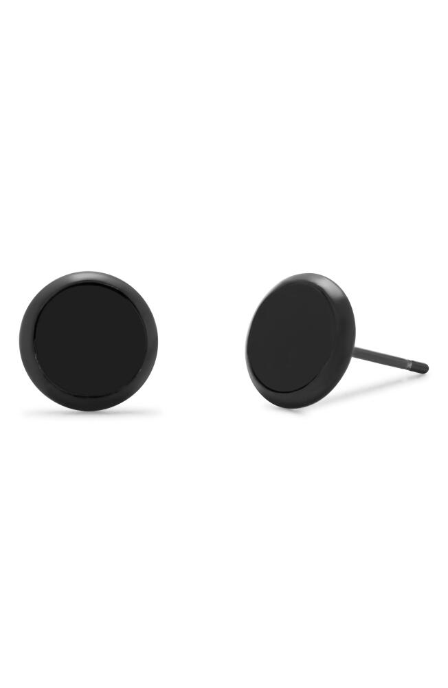 Brook and York Men's Black Round Stud Earrings Cover