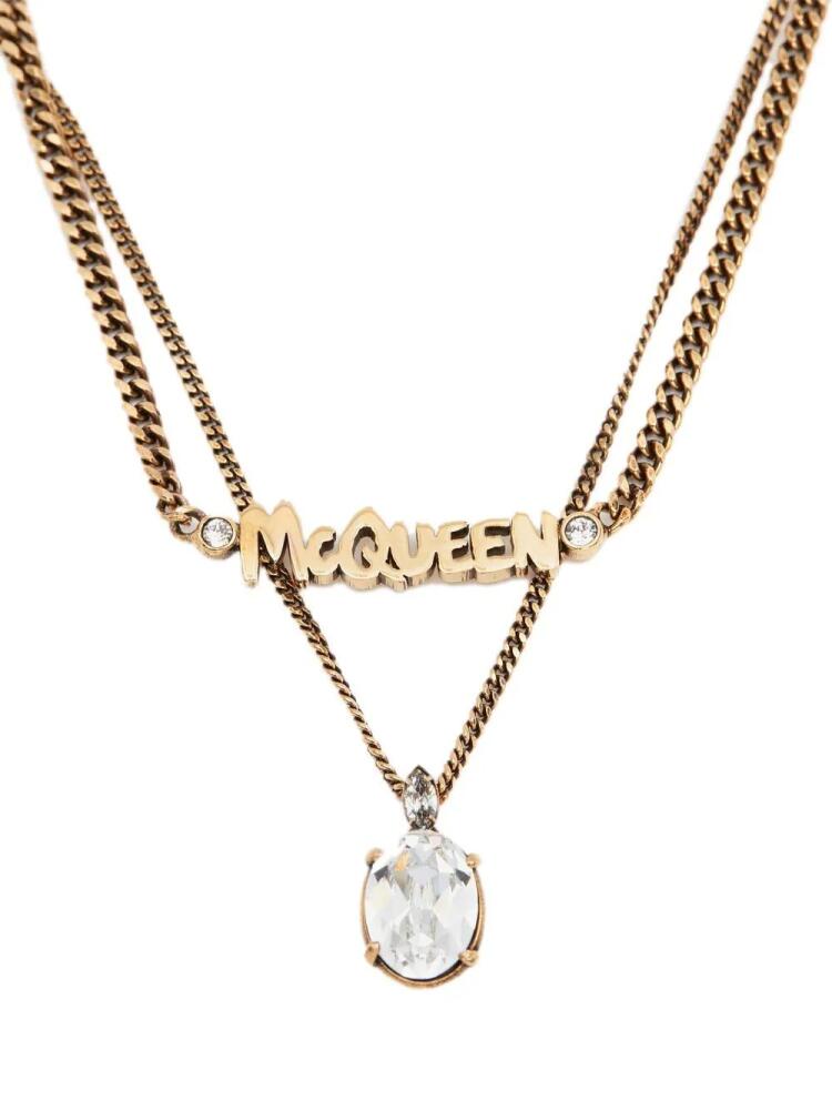 Alexander McQueen Graffiti-logo layered necklace - Gold Cover