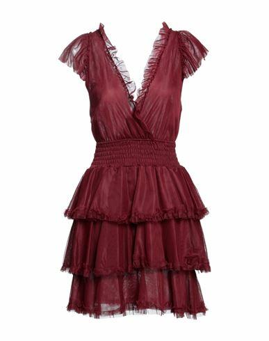 Soallure Woman Mini dress Burgundy Polyamide Cover