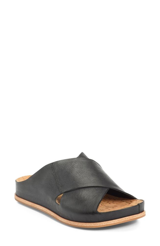 Kork-Ease Tutsi Slide Sandal in Black Leather Cover