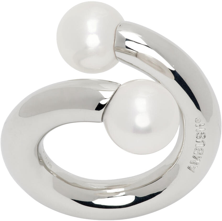 AMBUSH Silver Pearl Barbell Ring Cover