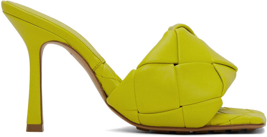 Bottega Veneta Yellow Maxi Intreccio Lido Heeled Sandals Cover