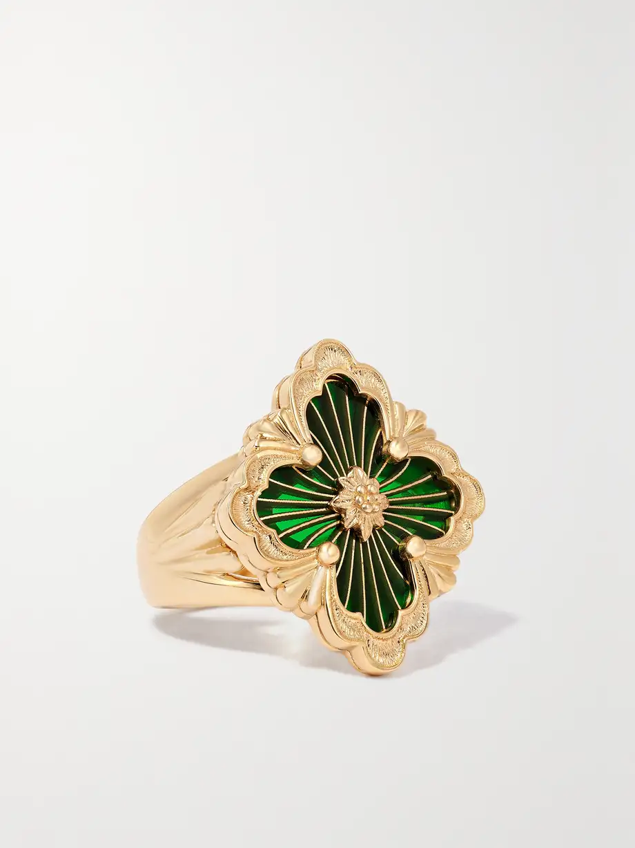 Buccellati - Opera Tulle 18-karat Gold Enamel Ring - 52 Cover