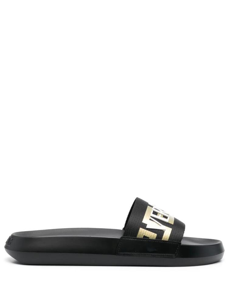 Versace logo-appliqué open toe slides - Black Cover